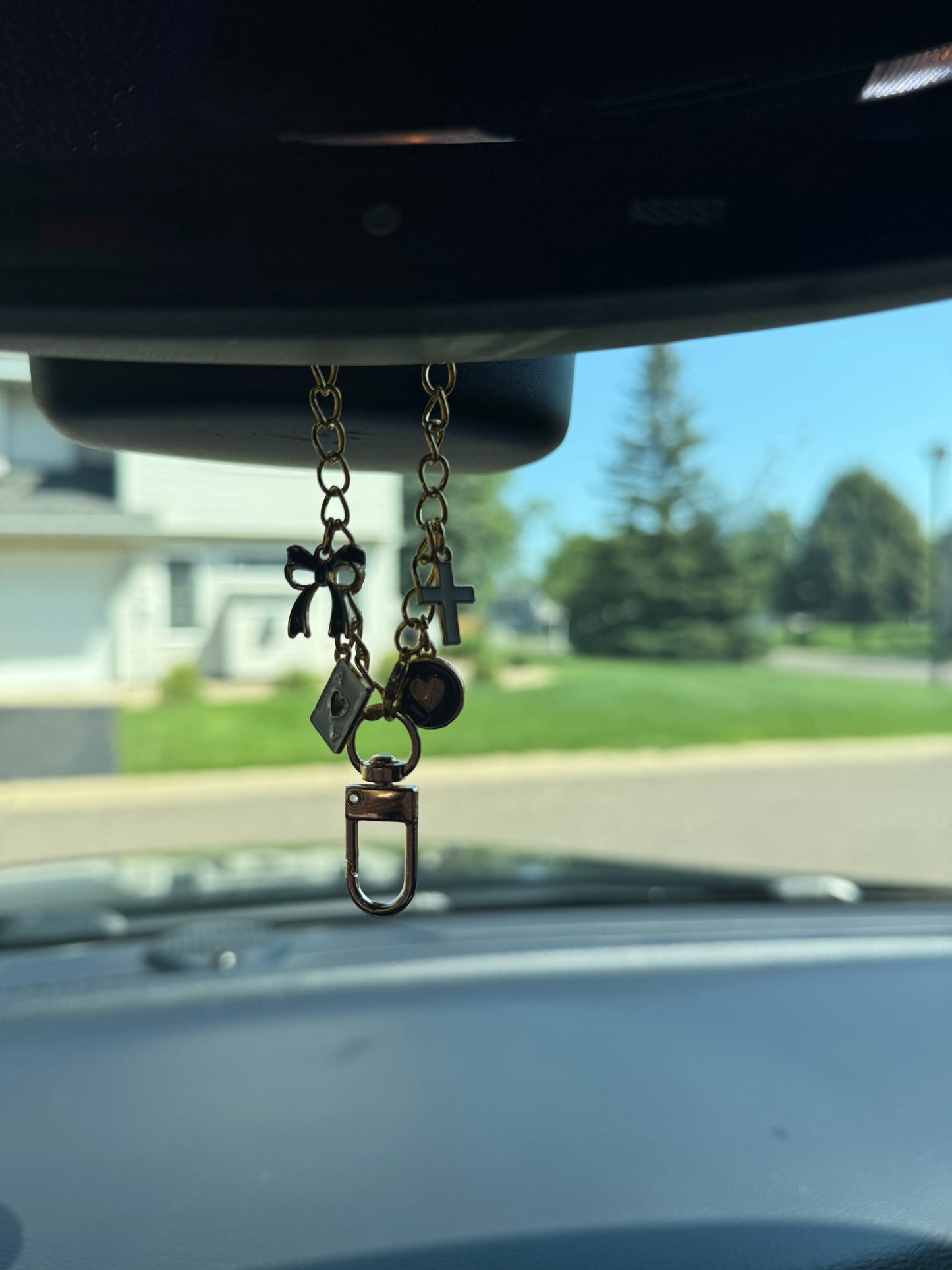 Gold Luxe Charm Hanger – Car Freshie Accessory |White & Black Charms